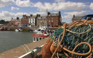 A chunk of a boundary wall at Arbroath Harbour wall next to Mackay Boatbuilders collapsed on Wednesday night