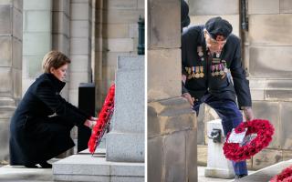 First Minister Nicola Sturgeon and 101-year-old Second World War veteran Jack Ransom laid wreaths during the national Remembrance Sunday commemoration in Edinburgh