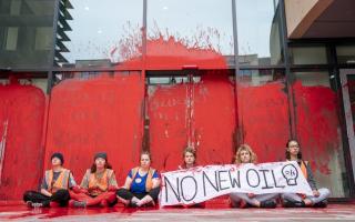 Just Stop Oil activists threw red paint over the plush glass-fronted flagship Edinburgh office earlier this year