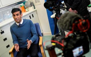 Prime Minister Rishi Sunak speaks to the media during a visit to Berrywood Hospital in Northampton. Picture date: Monday January 23, 2023. PA Photo. Photo credit should read: Toby Melville/PA Wire