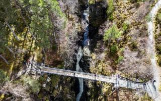 The suspension bridge, which crosses the River Droma at the Corrieshalloch Gorge, has closed while an investigation has been launched