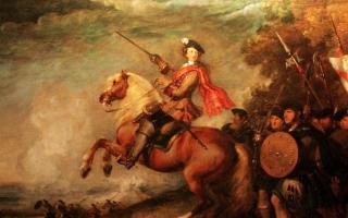 Bonnie Prince Charlie depicted leading his forces at the Battle of Culloden