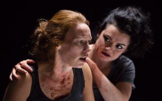 Lucianne McEvoy as Macbeth and Charlene Boyd as Lady Macbeth in the Citizens Theatre production of The Macbeths