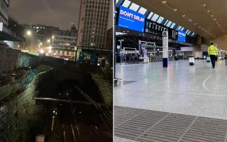Glasgow Queen Street station was left deserted on Monday morning as Storm Isha caused travel chaos