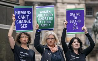 Members of the Scottish Feminist Network outside the Court of Session, Edinburgh