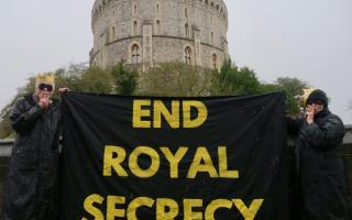 The anti-monarchy campaign group staged the protest in a bid to end royal family 'secrecy'