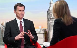 Chancellor Jeremy Hunt pictured during an interview on the BBC