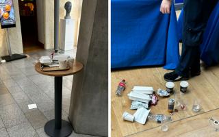 Rubbish left by litterbug journalists in the Scottish Parliament