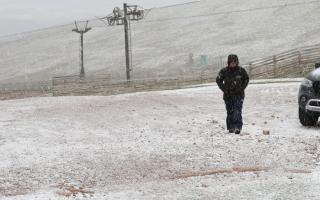Cairngorm Mountain was covered in light snow fall and hail following a particularly cold start to June