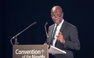 Clive Myrie speaks at a convention in Hull