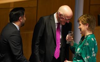 From left: Humza Yousaf, John Swinney, and Nicola Sturgeon in the Holyrood chamber