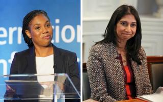 Kemi Badenoch (left) and Suella Braverman have entered into a spat over Twitter/X