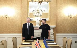 British Prime Minister Keir Starmer meets with President of Ukraine Volodymyr Zelensky