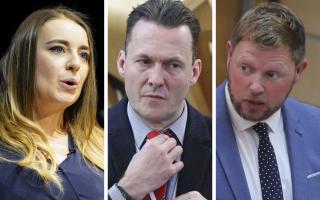 Scottish Tory leadership contenders (from left) Meghan Gallacher, Russell Findlay, and Jamie Greene