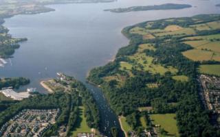 Birds-eye view of part of the proposed site of a Flamingo Land development on the banks of Loch Lomond