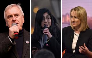 Left to right: John McDonnell, Zarah Sultana and  Rebecca Long-Bailey