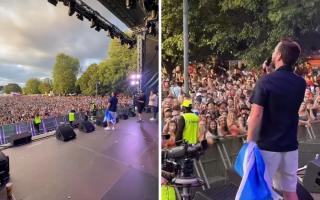 Martin Compston appeared on stage with Example