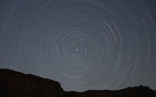 A long-exposure shot of the night sky