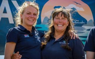 Clipper Ventures of Vicki Leslie (right) on arrival in Portsmouth after completing the Clipper Round the World Yacht Race