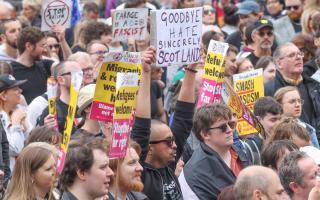 Anti right wing protest in Glasgow's George Square saturday. STY..Picture Gordon Terris Herald & Times..10/8/24.