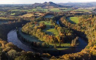 Scott's View, the viewpoint near Melrose in the Scottish Borders, overlooking the valley of the River Tweed, which is reputed to be one of the favourite views of Sir Walter Scott