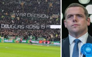 Douglas Ross was linesman at a Scottish Cup game when a banner calling him a 'c***' was unveiled