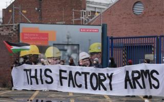 Protesters outside BAE systems in Glasgow