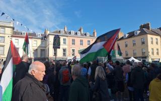 Pro-Palestine activists turned out in Kelso to protest Israel Premier-Tech's involvement in the Tour of Britain