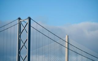 A view of the Forth Road Bridge (front) and the Queensferry Crossing