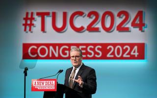 Prime Minister Sir Keir Starmer speaking at the TUC conference in Brighton