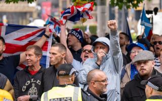 'Pro-UK' demonstrators attend a right-wing rally in Glasgow on September 7