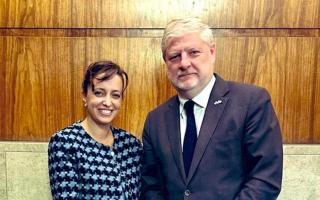 External Affairs Secretary Angus Robertson with Israeli deputy ambassador Daniela Grudsky