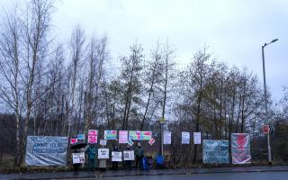 People taking part in an anti-abortion protest outside Queen Elizabeth University Hospital, which has now been outlawed