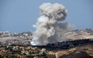 Smoke rises from Israeli shelling on villages in the Nabatiyeh district, seen from the southern town of Marjayoun, Lebanon