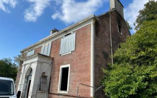 The ruins of Carsebridge House immediately after the fire in August