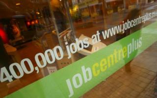 Stock image of a Job Centre window. Scotland's unemployment rate has fallen below the UK-wide figure