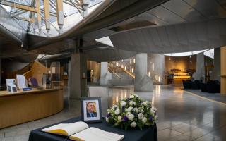 A book of condolence in memory of Alex Salmond in the Scottish Parliament