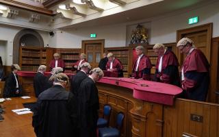 Lord Carloway presides over a proceedings where Sheriff Principal Craig Turnbull(R) is installed as a Senator of the College of Justice during a ceremony in Court 1 at Parliament House, Edinburgh