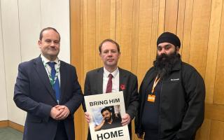 Jagtar's brother Gurpreet Singh Johal pictured with local MP Douglas McAllister, left and Glenrothes MP Richard Baker