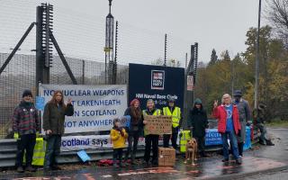 Anti-nukes campaigners outside Faslane