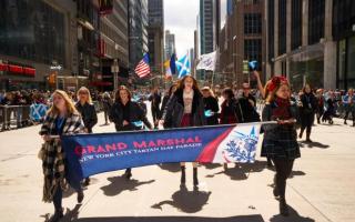 Scottish actress Karen Gillian at New York City's Tartan Week parade