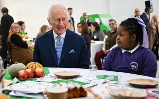 King Charles visits the first Coronation Food Hub in Deptford Image: Justin Tallis/PA Wire