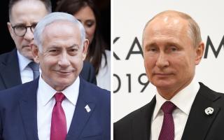 Benjamin Netanyahu pictured in London earlier this year, with Vladimir Putin, pictured at the G20 in Japan in 2019