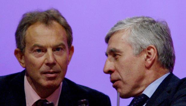 The National: BRIGHTON, GREAT BRITAIN - SEPTEMBER 30:  Jack Straw, Britain's Foreign Secretary, is seen next to Britain's Prime Minister Tony Blair during the fifth and final day of the Labour Party Annual Conference on September 30, 2004 in Brighton, England.  (Photo 