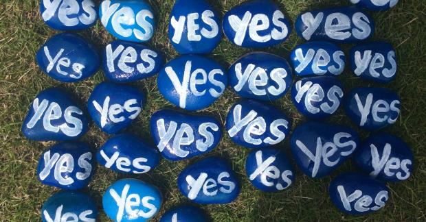 The National: Alison Rollo started making the stones to boost the Yes cause