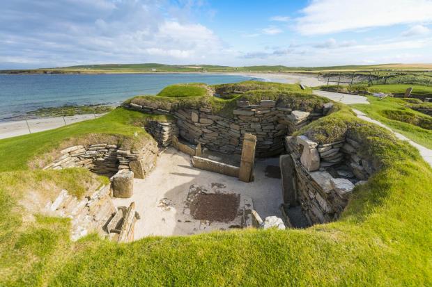 Skara Brae, part of the Heart of Neolithic Orkney world heritage site by the Bay of Skaill, Orkney.